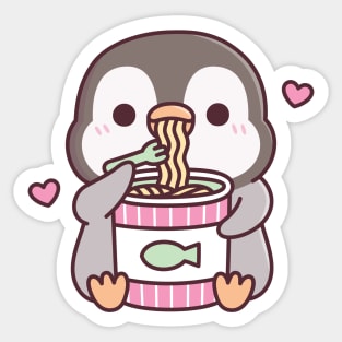 Cute Penguin Loves Instant Noodles Sticker